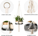 Macrame Plant Hangers Shelf - Hanging Planter Indoor Decorative Pot Holder with Beautiful Flower Cut Outs - BOHO Chic Bohemian Home Decor, in Box