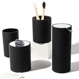 Sleek Matte Black Bathroom Accessory Set 4 Pcs Complete Bathroom Set Modern Bathroom Decor Bathroom Organizer Accesorios Para Baños Toothbrush Holder Soap Dispenser Set Home Decor Clearance