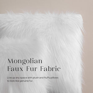 Faux Fur Solid Decorative Pillow Cover Fluffy Throw Pillow Mongolian Luxury Fuzzy Pillow Case Cushion Cover for Bedroom and Couch,True White 18 X 18 Inches