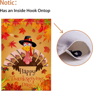 Thanksgiving Flag 28X40 Double Sided,Happy Thanksgiving House Flag,Vertical Burlap Turkey Thanksgiving Flag,Thanksgiving House Flag Outdoor for Sign
