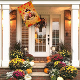 Thanksgiving Flag 28X40 Double Sided,Happy Thanksgiving House Flag,Vertical Burlap Turkey Thanksgiving Flag,Thanksgiving House Flag Outdoor for Sign