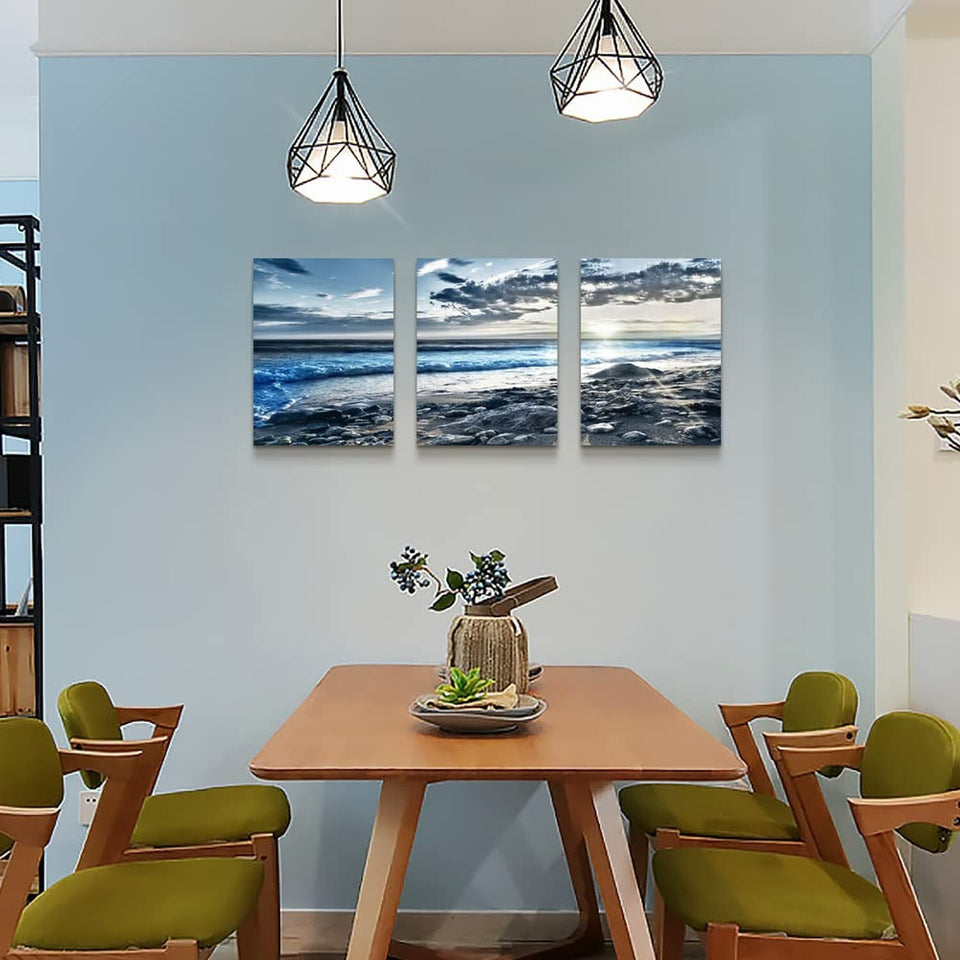 Canvas Wall Art for Living Room Wall Decor for Bedroom Blue Beach Wall Pictur...