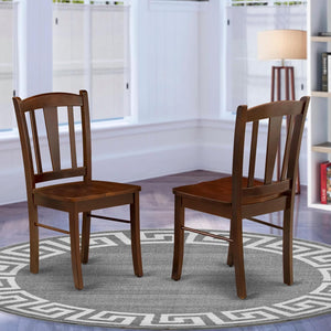 DLC-MAH-W Dublin Dining Chairs - Slat Back Solid Wood Seat Chairs, Set of 2, Mahogany