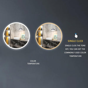 round LED Bathroom Mirror for Wall L 32 Inch LED Lighted Bathroom Mirrors, Anti-Fog Lighted Bathroom Mirrors for Wall, Waterproof Backlit Mirror Bathroom, Memory Touch