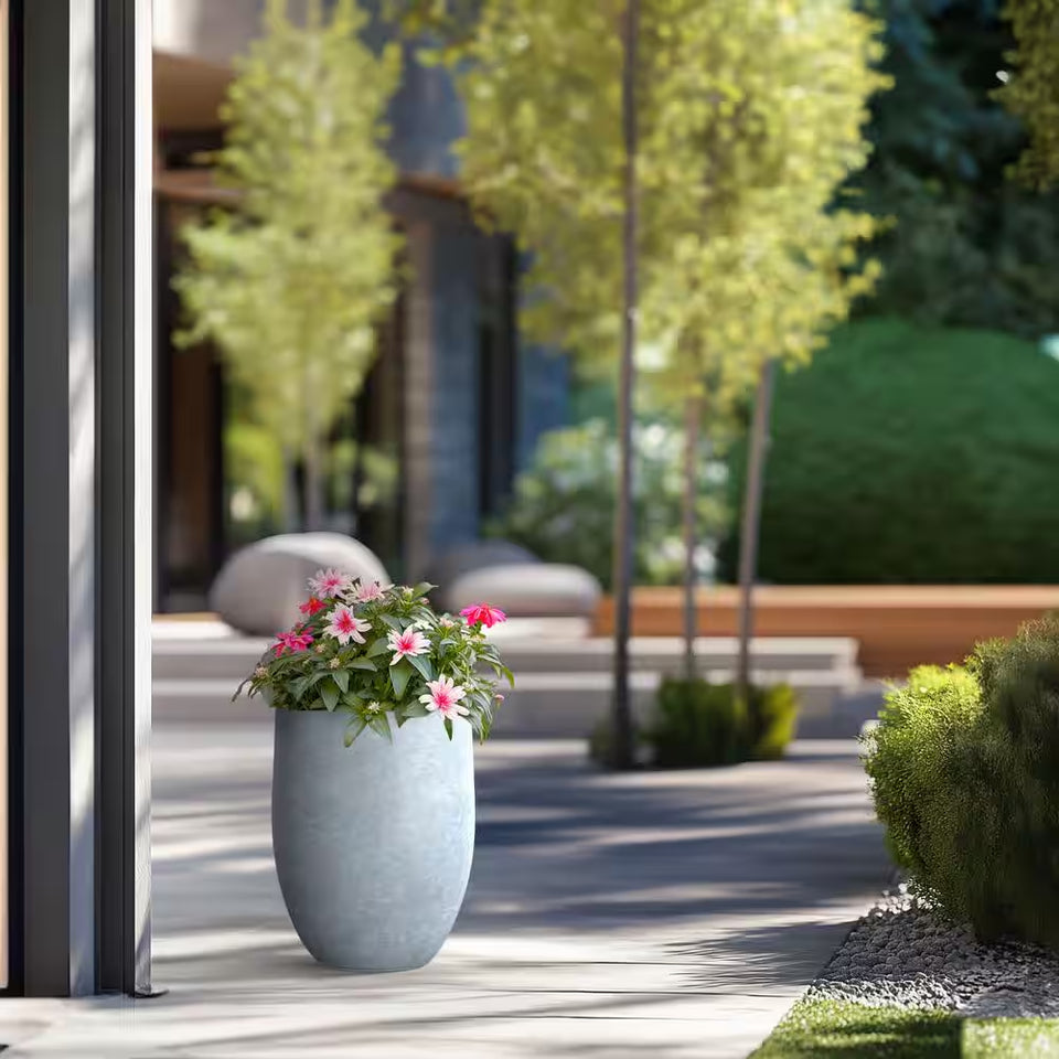 17 In. Large Soft Slate Concrete round Planter / Pot with Drainage Holes