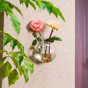 Wall Hanging Glass Planters 2Pcs Spherical Shape Plant Pots Terrarium Container Vase with 2.12 OZ Colorful Stones Indoor Outdoor for Home Garden Office Wedding