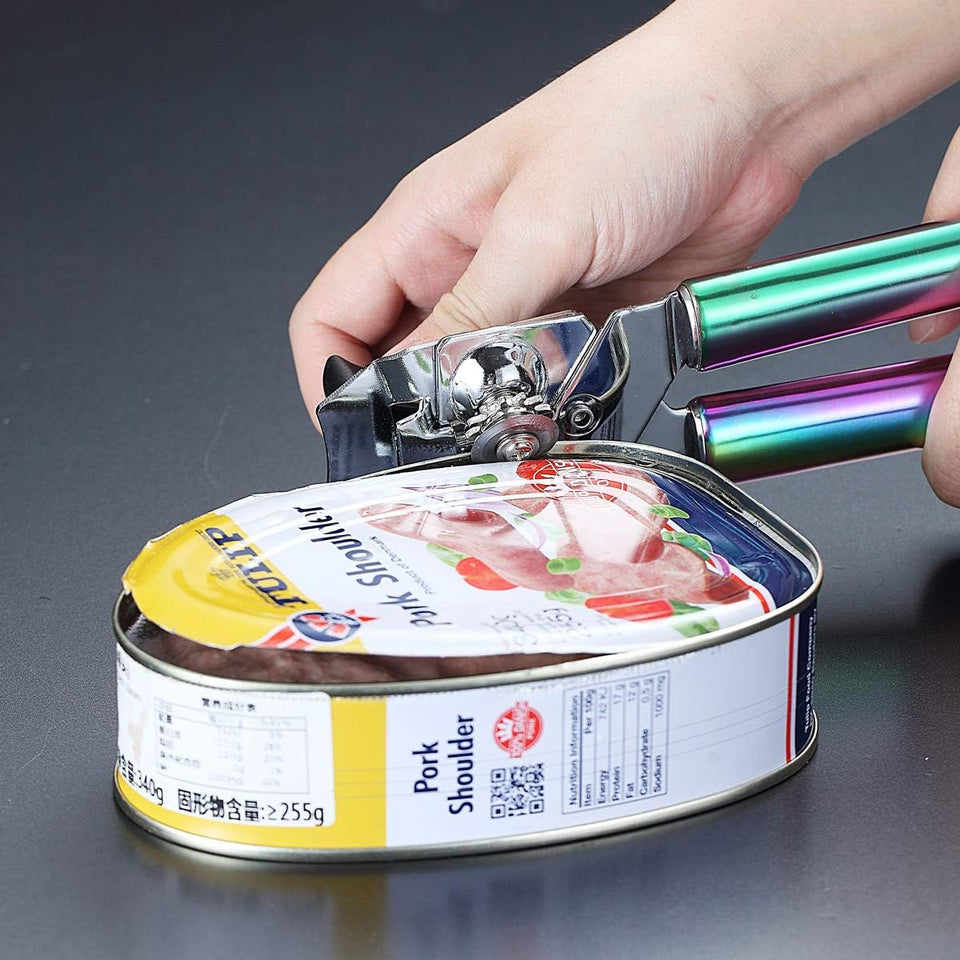 Stainless Steel Rainbow Handle Can Opener, Heavy Duty