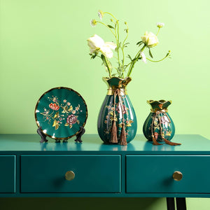 Ceramic Vases Set of 3 for Home Decor, Chinese Classical and Gorgeous Pottery Vase, Flower