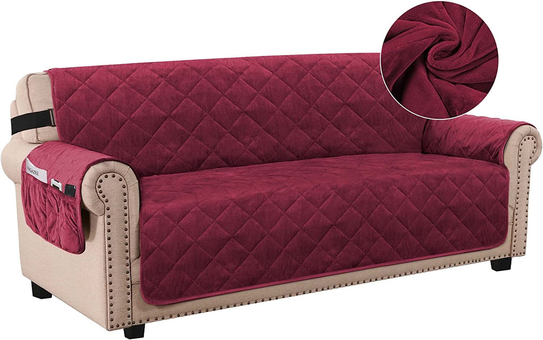 Thick Velvet Sofa Cover Soft Couch Cover for 3 Cushion Cover Washable Furniture Protector for Dogs Non-Slip Sofa Slipcover Fit Sitting Width up to 78