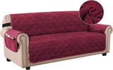 Thick Velvet Sofa Cover Soft Couch Cover for 3 Cushion Cover Washable Furniture Protector for Dogs Non-Slip Sofa Slipcover Fit Sitting Width up to 78"(Oversaized Sofa, Burgundy)