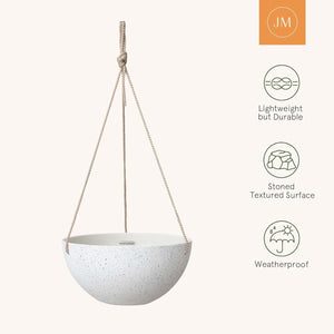Hanging Planters for Indoor Plants - Flower Pots Outdoor 9.84 Inch Garden Planters and Pots,Speckled White Set of 2