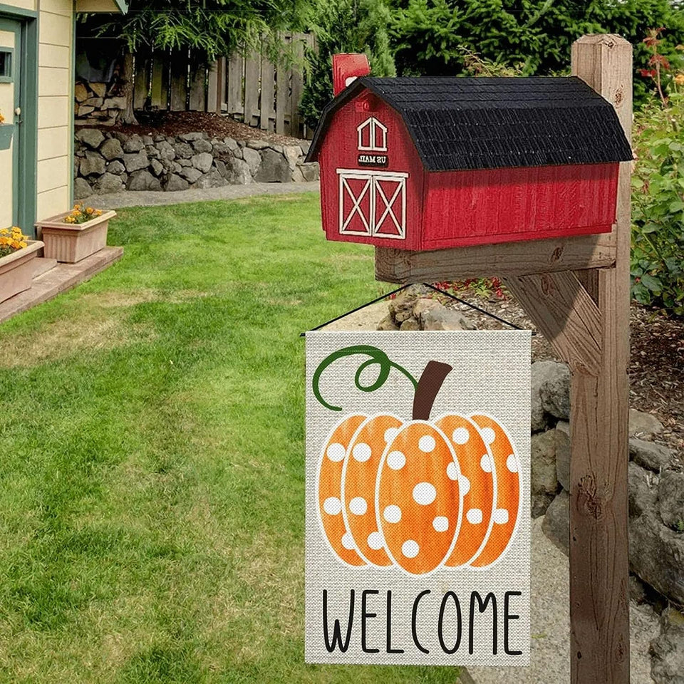 4 Pcs Garden Flags 12X18 Double Sided Seasonal Halloween Fall Thanksgiving Christmas Garden Yard Flags Signs Set for outside Decorations