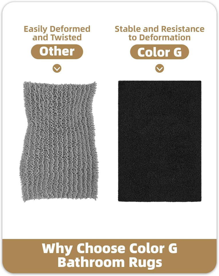 Small Bath Mats for Bathroom Non Slip, 16"X24" Black Bathroom Rugs, Absorbent, Soft, Washable, Microfiber Bath Rug Shower Mat