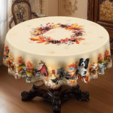 Gnizamaautumn Decoration Thanksgiving Gift round Rectangle Tablecloth, Pumpkin, Puppy, Rooster, Truck Design, Thanksgiving Gift,