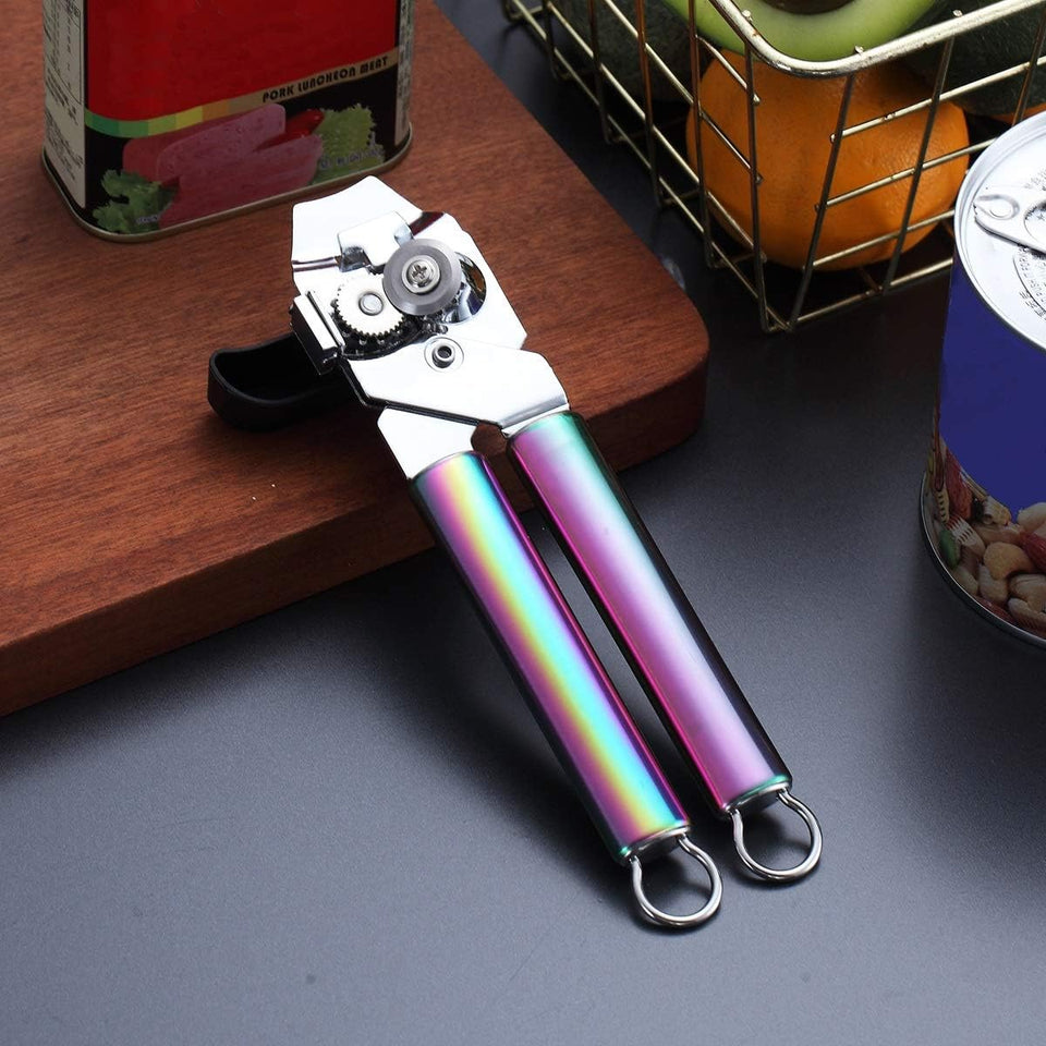 Stainless Steel Rainbow Handle Can Opener, Heavy Duty