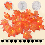 Thanksgiving Maple Leaf String Lights-2Strings/Box 15Ft 40Fairy Thanksgiving Lights-Waterproof Battery Box-8 Modes Golden Maple Lighted –Thanksgiving Decoration for Home Indoor Autumn