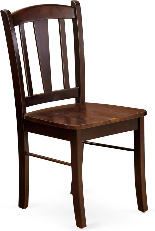 DLC-MAH-W Dublin Dining Chairs - Slat Back Solid Wood Seat Chairs, Set of 2, Mahogany