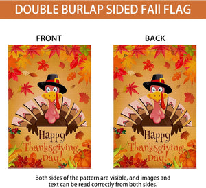 Thanksgiving Flag 28X40 Double Sided,Happy Thanksgiving House Flag,Vertical Burlap Turkey Thanksgiving Flag,Thanksgiving House Flag Outdoor for Sign