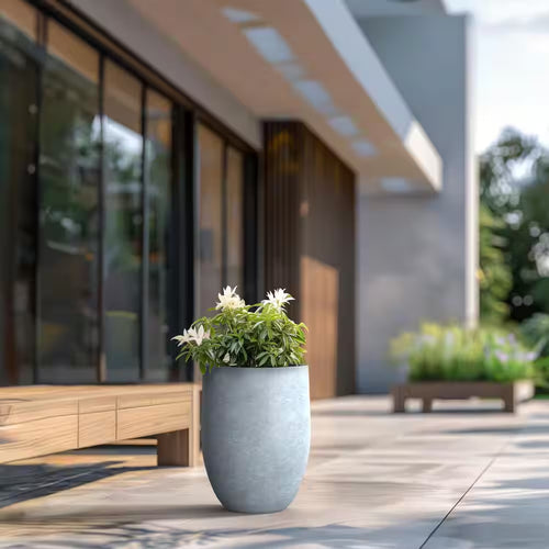 17 In. Large Soft Slate Concrete round Planter / Pot with Drainage Holes