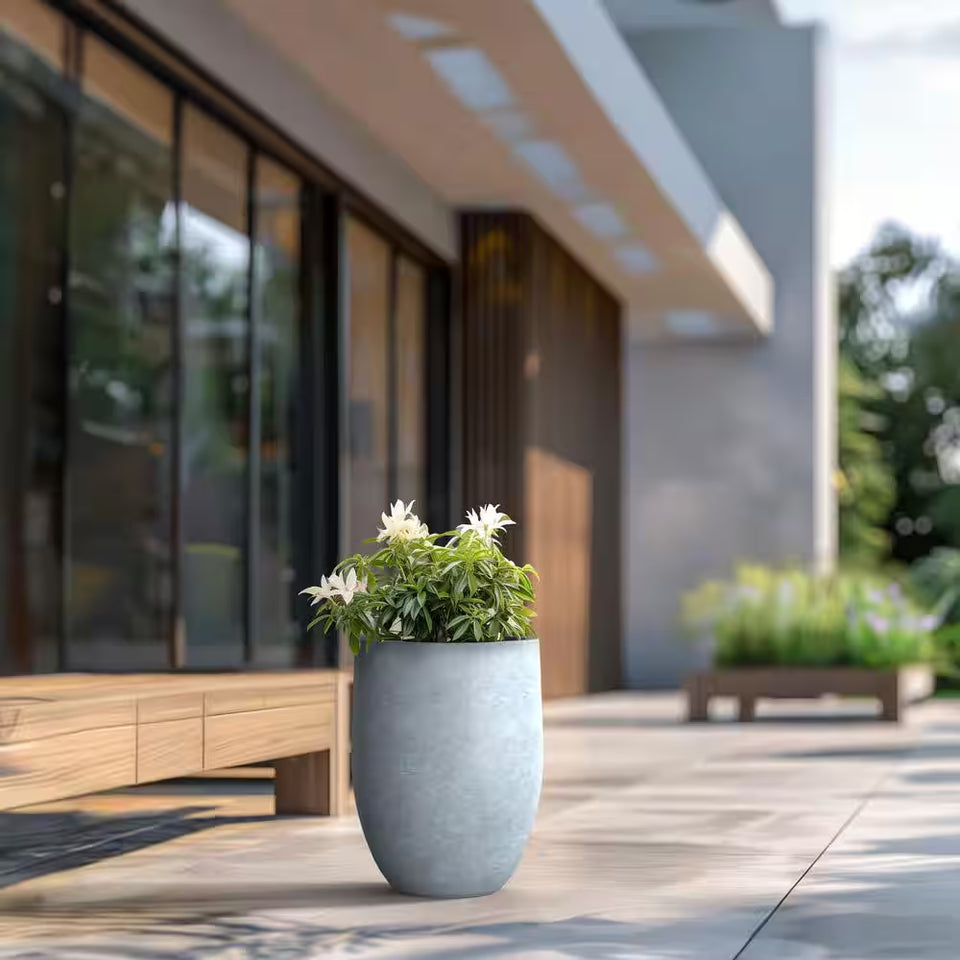 17 In. Large Soft Slate Concrete round Planter / Pot with Drainage Holes