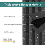 Dinosaur and Star Foil Print Blackout Curtains for Kids Room - Thermal Insulated Curtains Noise Reducing Window Drapes for Boys and Girls Bedroom, 52 X 63 Inch, Grey, Set of 2 Panels