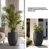 Lightweight 16In. X 22In. Charcoal Black Extra Large Tall round Concrete Plant Pot/Planter for Indoor & Outdoor