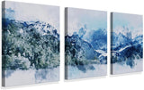 Abstract Canvas Wall Art - Blue & Navy Wall Art Set of 3 X 12X16Inch Blue Living Room, Bedroom, Bathroom Wall Artwork, Gable Artwork, Picture Art