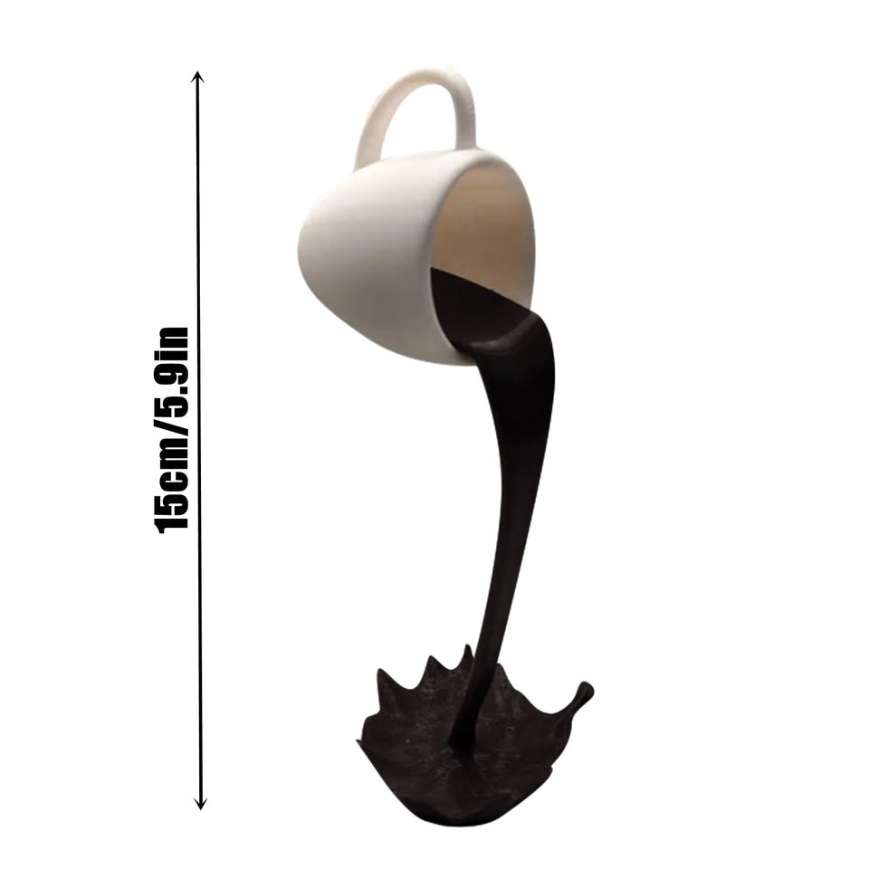 Floating Spilling Coffee Cup Sculpture Kitchen Decoration Spilling Magic Pouring Splash Creative Desktop Decor Home Decoration