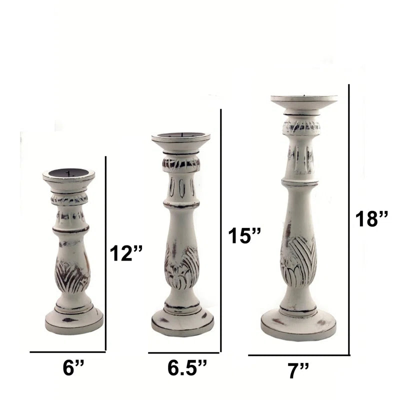 18'' H Wood Tabletop Candlestick