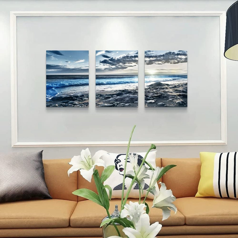Canvas Wall Art for Living Room Wall Decor for Bedroom Blue Beach Wall Pictur...