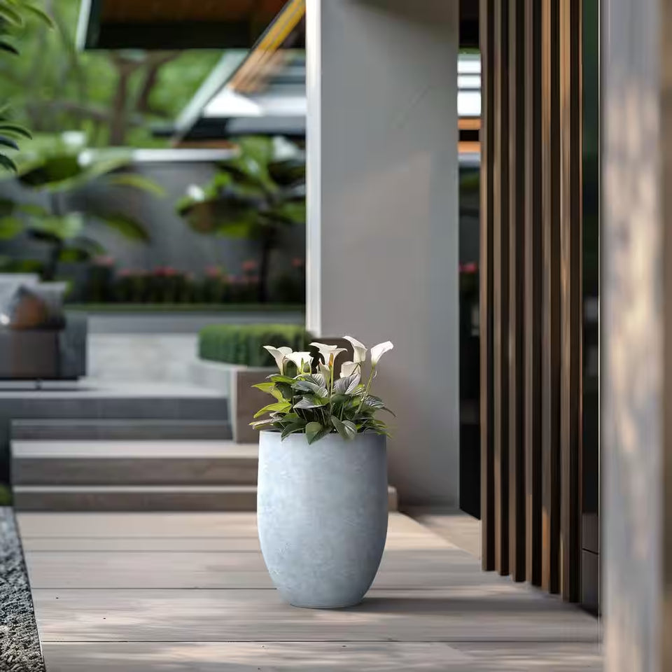 17 In. Large Soft Slate Concrete round Planter / Pot with Drainage Holes
