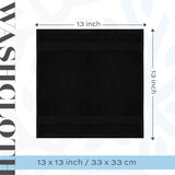 Luxury Cotton Washcloths 13X13 Inch - 650 GSM Turkish Cotton | Hotel, Spa, Bathroom Face Towel | 12 Pack, Black