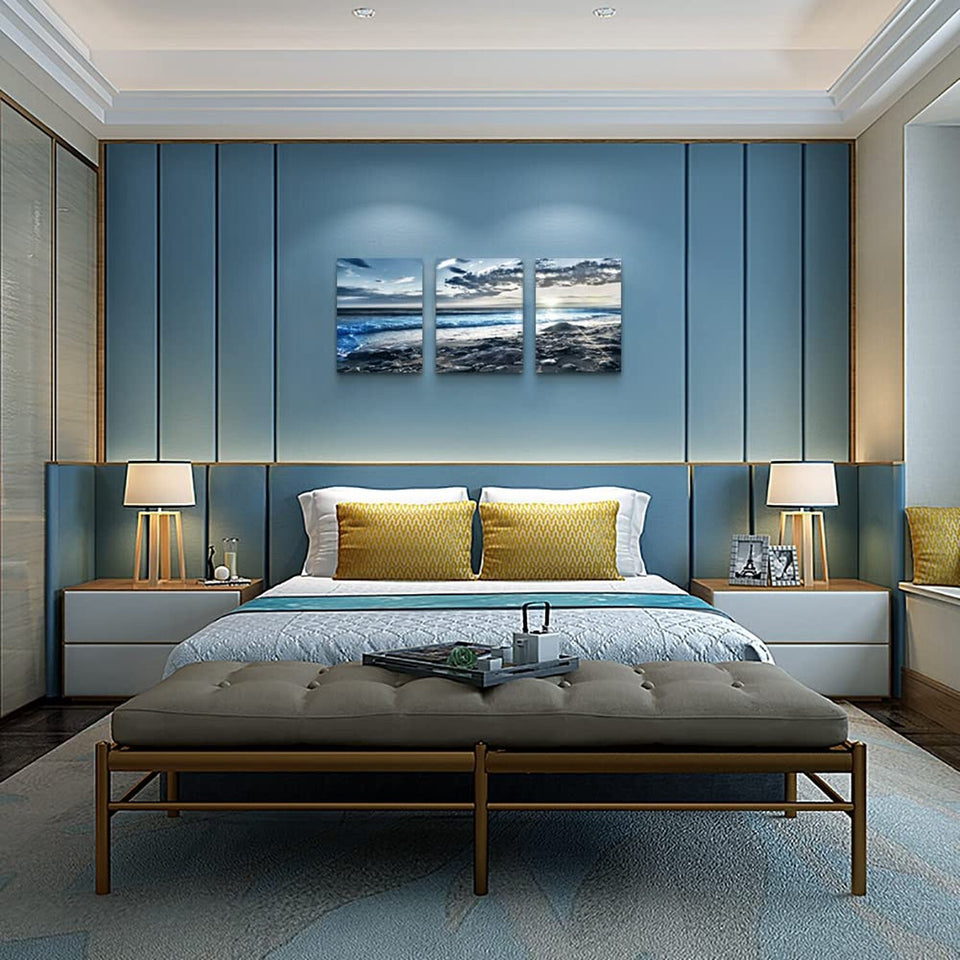 Canvas Wall Art for Living Room Wall Decor for Bedroom Blue Beach Wall Pictur...