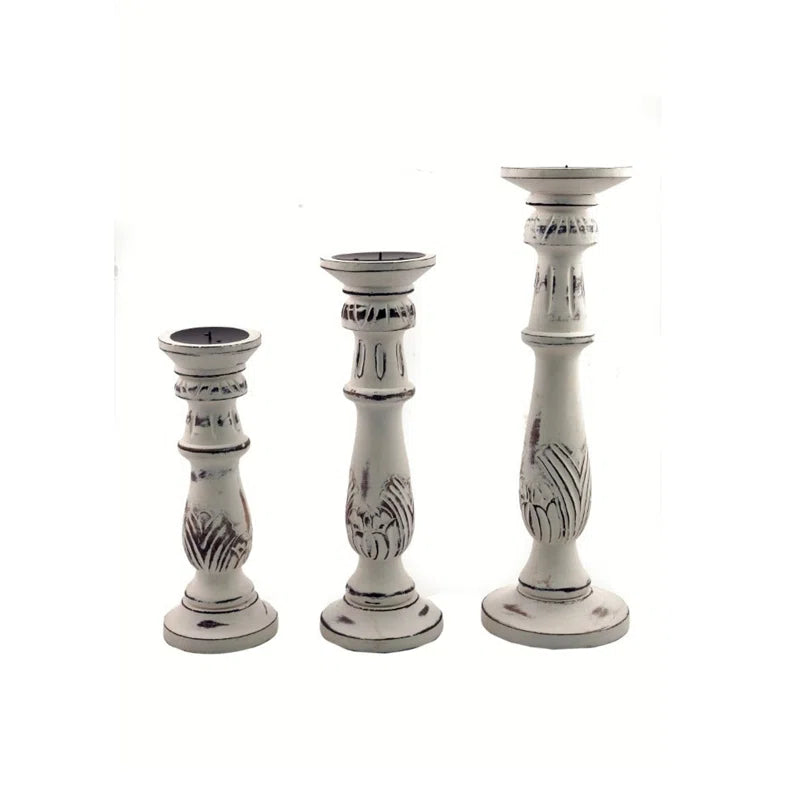 18'' H Wood Tabletop Candlestick