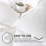 King Size down Comforter - All Season Duvet Insert with Medium Warmth, Soft and Noiseless Shell,8 Corner Tabs, and Machine Washable - White