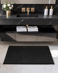 Small Bath Mats for Bathroom Non Slip, 16"X24" Black Bathroom Rugs, Absorbent, Soft, Washable, Microfiber Bath Rug Shower Mat