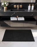 Small Bath Mats for Bathroom Non Slip, 16"X24" Black Bathroom Rugs, Absorbent, Soft, Washable, Microfiber Bath Rug Shower Mat