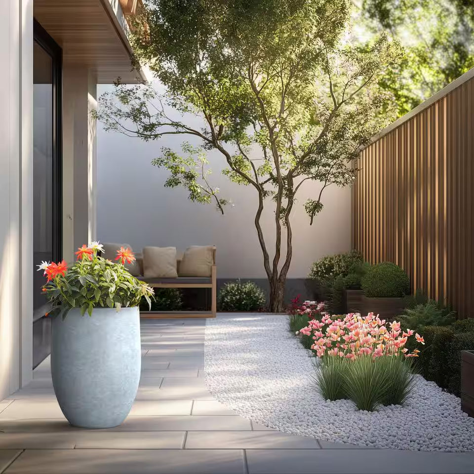 17 In. Large Soft Slate Concrete round Planter / Pot with Drainage Holes