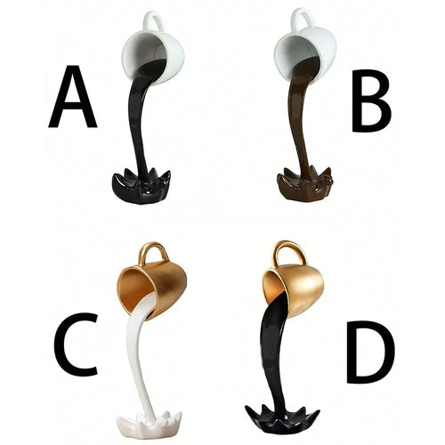 Floating Spilling Coffee Cup Sculpture Kitchen Decoration Spilling Magic Pouring Splash Creative Desktop Decor Home Decoration