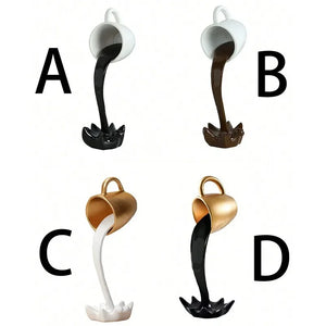Floating Spilling Coffee Cup Sculpture Kitchen Decoration Spilling Magic Pouring Splash Creative Desktop Decor Home Decoration