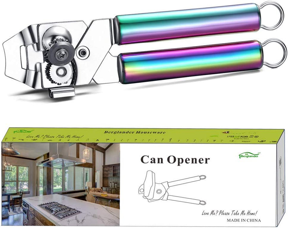 Stainless Steel Rainbow Handle Can Opener, Heavy Duty
