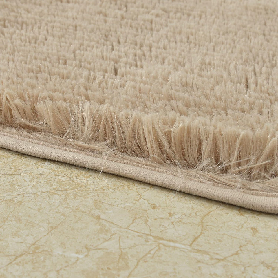 2Pc/3Pc Fluffy Bathroom Rugs Shaggy Bathroom Rugs Sets 2 Piece Bathroom Rugs Sets 3 Piece Toilet Lid Bathroom Decor Set Soft & Washable(3Pc Set, Taupe)