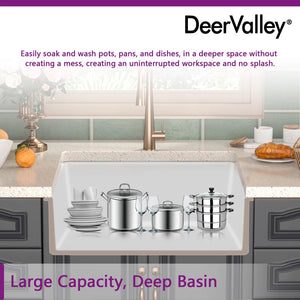 24" L X 19" W Rectangular White Fireclay Undermount Kitchen Sink with Basket Strainer and Sink Grid