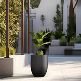 Lightweight 16In. X 22In. Charcoal Black Extra Large Tall round Concrete Plant Pot/Planter for Indoor & Outdoor