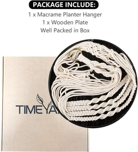 Macrame Plant Hangers Shelf - Hanging Planter Indoor Decorative Pot Holder with Beautiful Flower Cut Outs - BOHO Chic Bohemian Home Decor, in Box