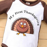 Newborn Infant Baby Boy Girl Thanksgiving Outfits My First Thanksgiving Romper Bodysuits Striped Turkey Pants Clothes Set