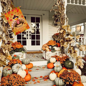 Thanksgiving Flag 28X40 Double Sided,Happy Thanksgiving House Flag,Vertical Burlap Turkey Thanksgiving Flag,Thanksgiving House Flag Outdoor for Sign