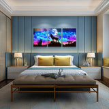Canvas Wall Art for Living Room Wall Decor for Bedroom Kitchen Canvas Art Prints Artwork Modern Framed Room Home Decorations Blue Starry Sky Landscape Paintings Wolf Office Hang Pictures 3 Pieces