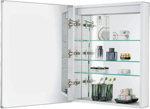 Bathroom Medicine Cabinet, Medicine Cabinets for Bathroom with LED, Bathroom Medicine Cabinet Wall Mounted Mirrored Aluminum, Recessed/Surface Mount