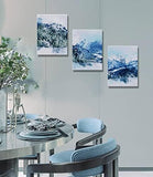 Abstract Canvas Wall Art - Blue & Navy Wall Art Set of 3 X 12X16Inch Blue Living Room, Bedroom, Bathroom Wall Artwork, Gable Artwork, Picture Art